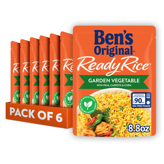 Ben's OriginalReady Rice Garden Vegetable Flavored Rice, Easy Dinner Side, 8.8 oz Pouch (Pack of 6)