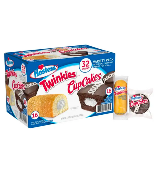 Hostess Twinkies & Cupcakes Variety Pack Snack Cakes, 32ctA Sweet Treat for Your Family or Customers!
Perfect for lunchboxes or sunny picnic days, these classic goodies bring smiles all around! Clearly labeled with ingredients and UPC codes, they’re ready
